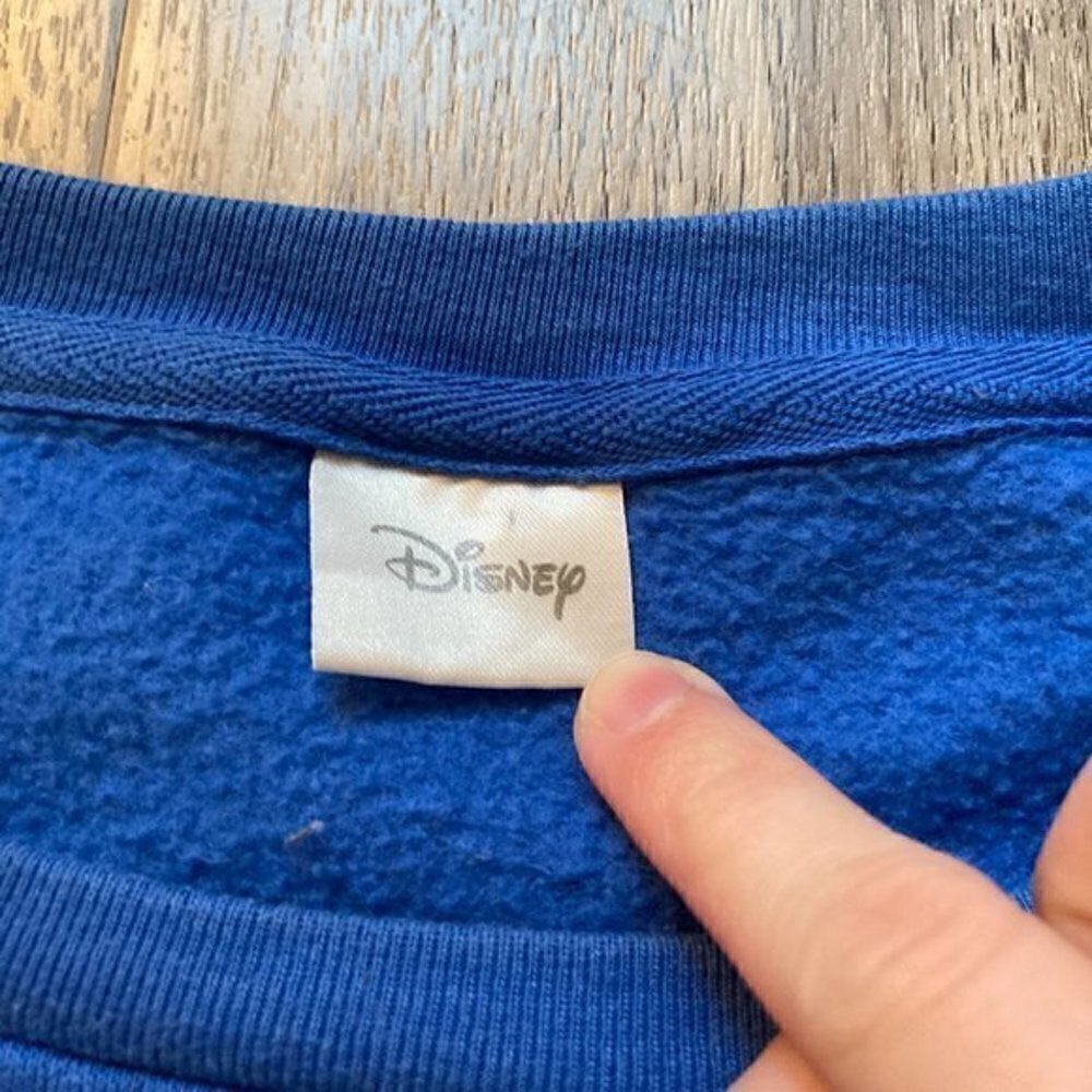 Disney Vintage Blue Patchwork Fleece Sweater Size L - Picture 3 of 6